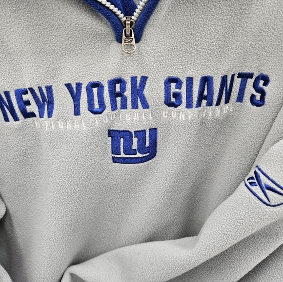 Vintage Reebok Light Gray and Blue New York Giants 1/4 Zip Pullover Men's Large - Picture 6 of 16